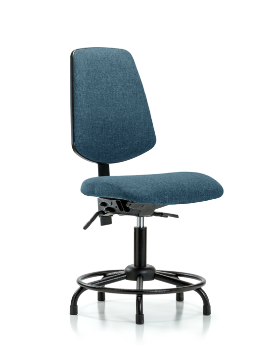 Blue Ridge Ergonomics FDHCH-MB-RT-T1-A0-RG-F43 Rutledge Fabric Chair - Desk Height with Round Tube Base, Medium Back, Seat Tilt, & Stationary Glides in Blue Fabric