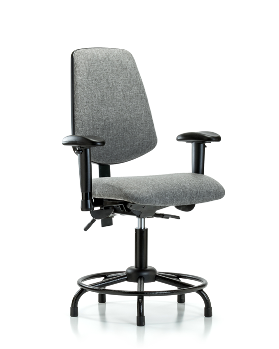 Blue Ridge Ergonomics FDHCH-MB-RT-T1-A1-RG-F44 Rutledge Fabric Chair - Desk Height with Round Tube Base, Medium Back, Seat Tilt, Adjustable Arms, & Stationary Glides in Gray Fabric