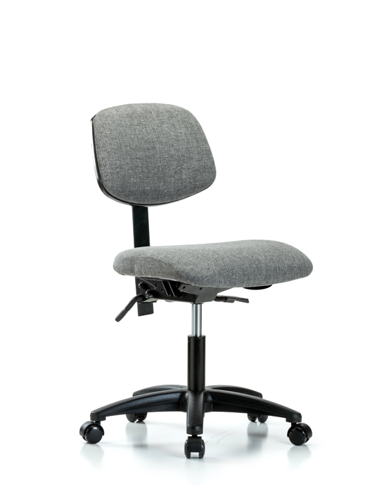 Blue Ridge Ergonomics FDHCH-RG-T1-A0-RC-F44 Rutledge Fabric Chair - Desk Height with Seat Tilt & Casters in Gray Fabric