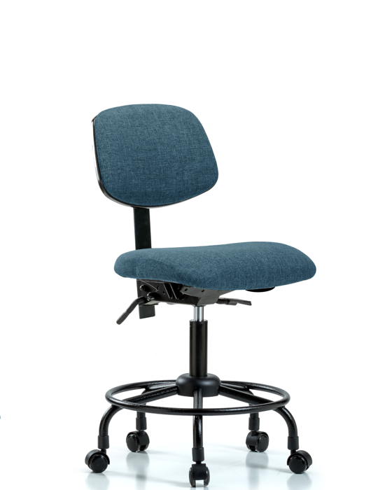 Blue Ridge Ergonomics FDHCH-RT-T0-A0-RC-F43 Rutledge Fabric Chair - Desk Height with Round Tube Base & Casters in Blue Fabric