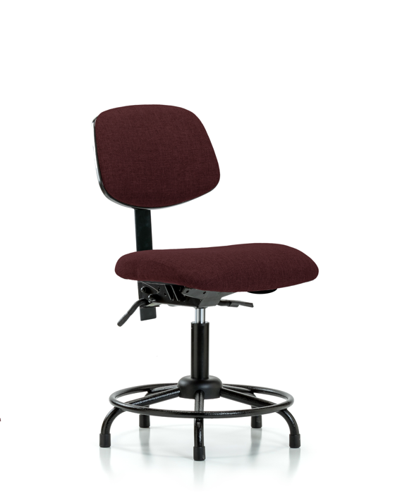 Blue Ridge Ergonomics FDHCH-RT-T1-A0-RG-F41 Rutledge Fabric Chair - Desk Height with Round Tube Base, Seat Tilt, & Stationary Glides in Burgundy Fabric