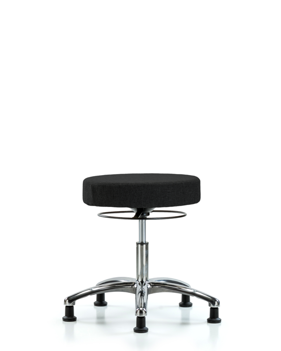 Blue Ridge Ergonomics FDHSO-CR-RG-F42 Rutledge Fabric Stool without Back Chrome - Desk Height with Stationary Glides in Black Fabric