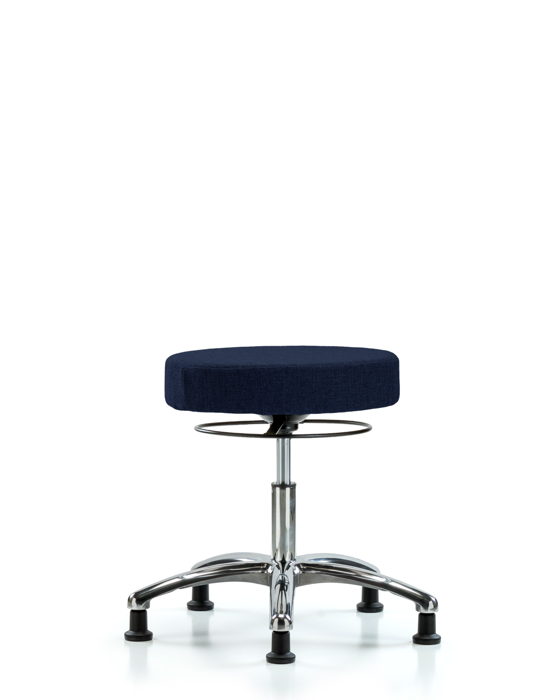 Blue Ridge Ergonomics FDHSO-CR-RG-F45 Rutledge Fabric Stool without Back Chrome - Desk Height with Stationary Glides in Navy Fabric