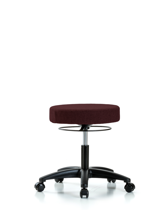 Blue Ridge Ergonomics FDHSO-RG-RC-F41 Rutledge Fabric Stool without Back - Desk Height with Casters in Burgundy Fabric