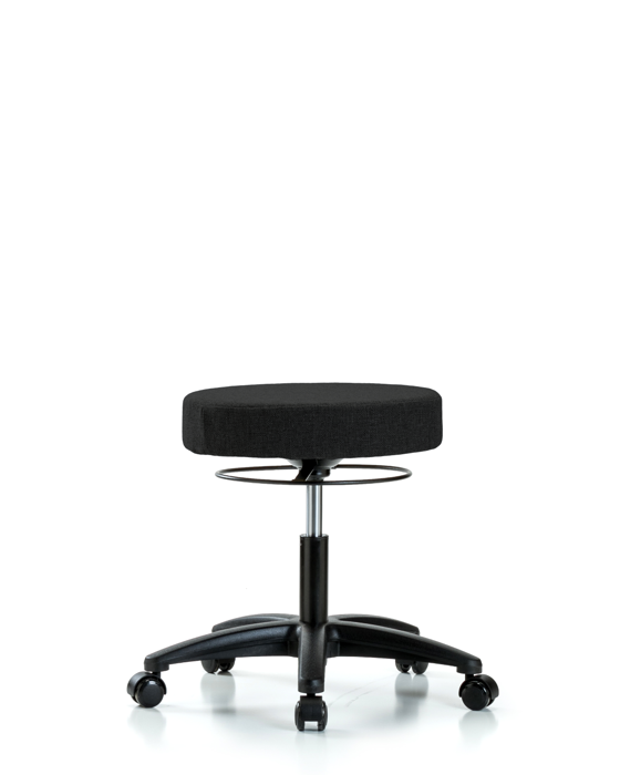 Blue Ridge Ergonomics FDHSO-RG-RC-F42 Rutledge Fabric Stool without Back - Desk Height with Casters in Black Fabric