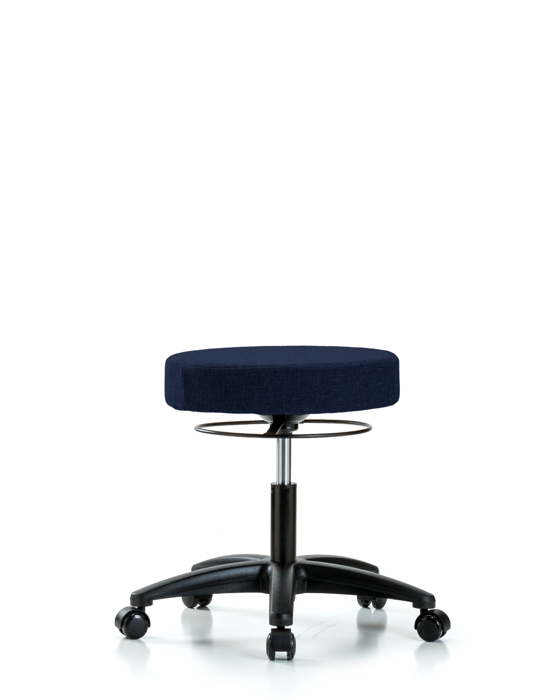 Blue Ridge Ergonomics FDHSO-RG-RC-F45 Rutledge Fabric Stool without Back - Desk Height with Casters in Navy Fabric