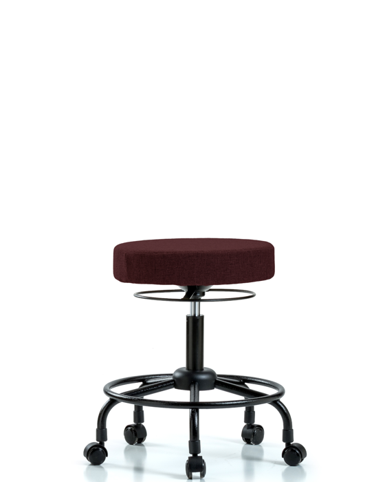 Blue Ridge Ergonomics FDHSO-RT-RC-F41 Rutledge Fabric Stool without Back - Desk Height with Round Tube Base & Casters in Burgundy Fabric