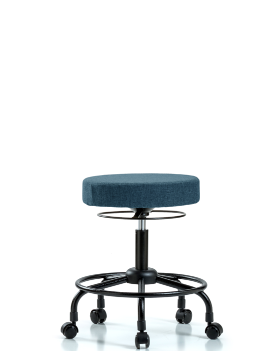 Blue Ridge Ergonomics FDHSO-RT-RC-F43 Rutledge Fabric Stool without Back - Desk Height with Round Tube Base & Casters in Blue Fabric