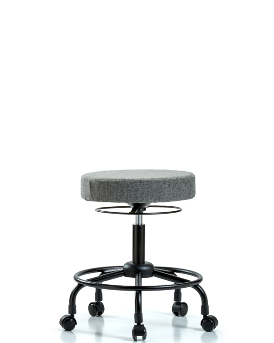 Blue Ridge Ergonomics FDHSO-RT-RC-F44 Rutledge Fabric Stool without Back - Desk Height with Round Tube Base & Casters in Gray Fabric