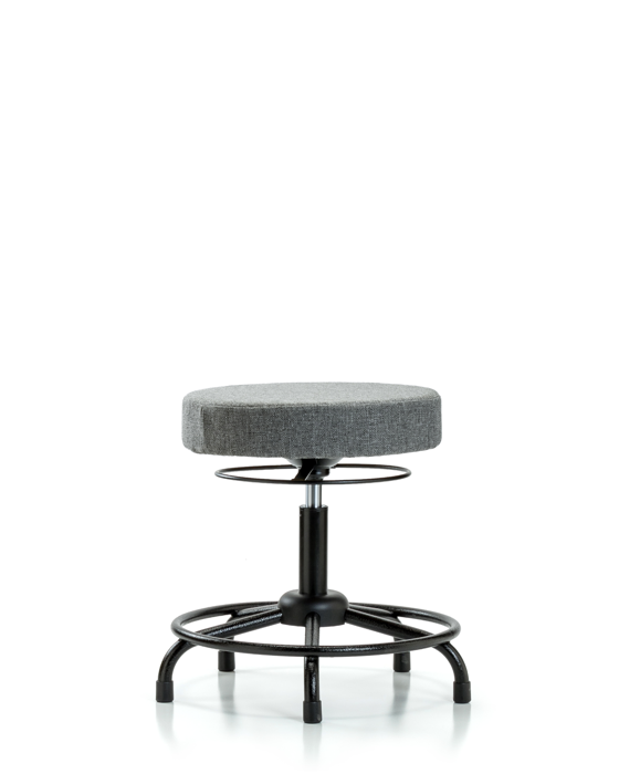 Blue Ridge Ergonomics FDHSO-RT-RG-F44 Rutledge Fabric Stool without Back - Desk Height with Round Tube Base & Stationary Glides in Gray Fabric