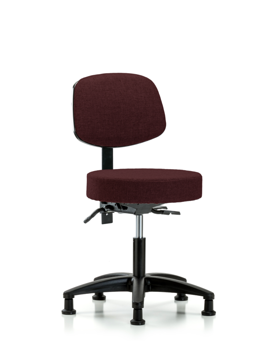 Blue Ridge Ergonomics FDHST-RG-T1-RG-F41 Rutledge Fabric Stool with Back - Desk Height with Seat Tilt & Stationary Glides in Burgundy Fabric
