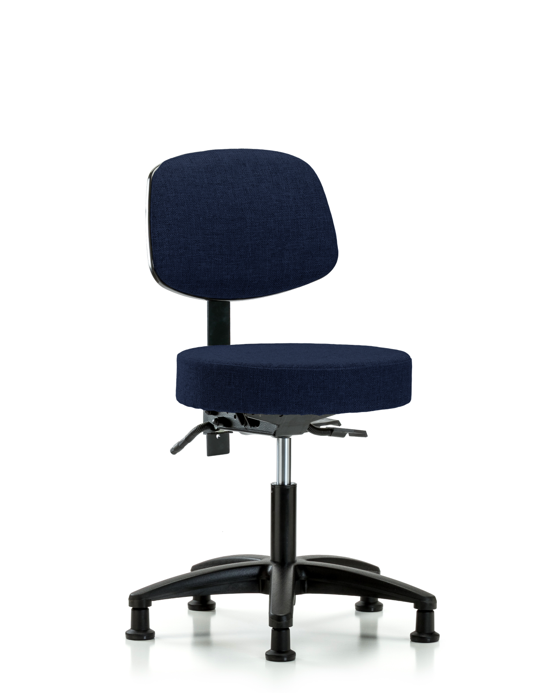 Blue Ridge Ergonomics FDHST-RG-T1-RG-F45 Rutledge Fabric Stool with Back - Desk Height with Seat Tilt & Stationary Glides in Navy Fabric