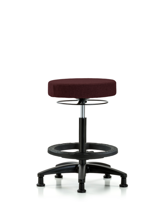 Blue Ridge Ergonomics FHBSO-RG-BF-RG-F41 Rutledge Fabric Stool without Back - High Bench Height with Black Foot Ring & Stationary Glides in Burgundy Fabric