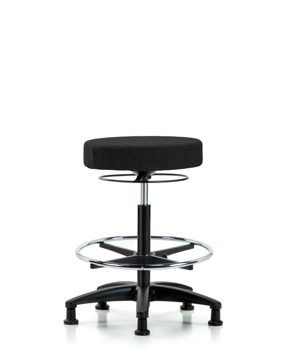 Blue Ridge Ergonomics FHBSO-RG-CF-RG-F42 Rutledge Fabric Stool without Back - High Bench Height with Chrome Foot Ring & Stationary Glides in Black Fabric
