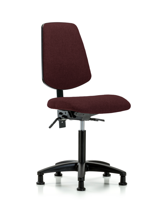 Blue Ridge Ergonomics FMBCH-MB-RG-T1-A0-NF-RG-F41 Rutledge Fabric Chair - Medium Bench Height with Medium Back, Seat Tilt, & Stationary Glides in Burgundy Fabric