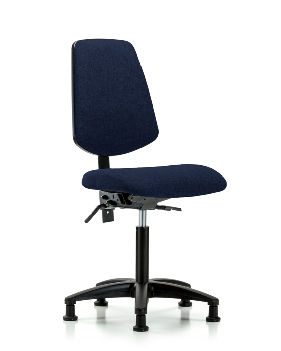 Blue Ridge Ergonomics FMBCH-MB-RG-T1-A0-NF-RG-F45 Rutledge Fabric Chair - Medium Bench Height with Medium Back, Seat Tilt, & Stationary Glides in Navy Fabric