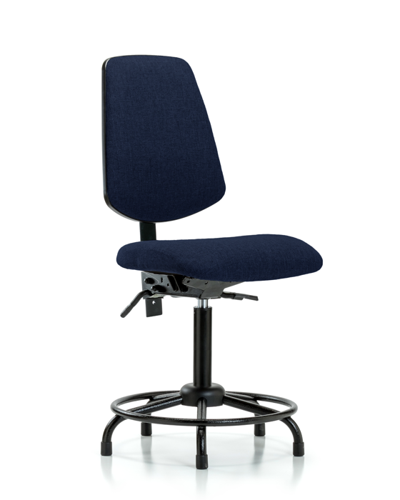 Blue Ridge Ergonomics FMBCH-MB-RT-T0-A0-RG-F45 Rutledge Fabric Chair - Medium Bench Height with Round Tube Base, Medium Back, & Stationary Glides in Navy Fabric