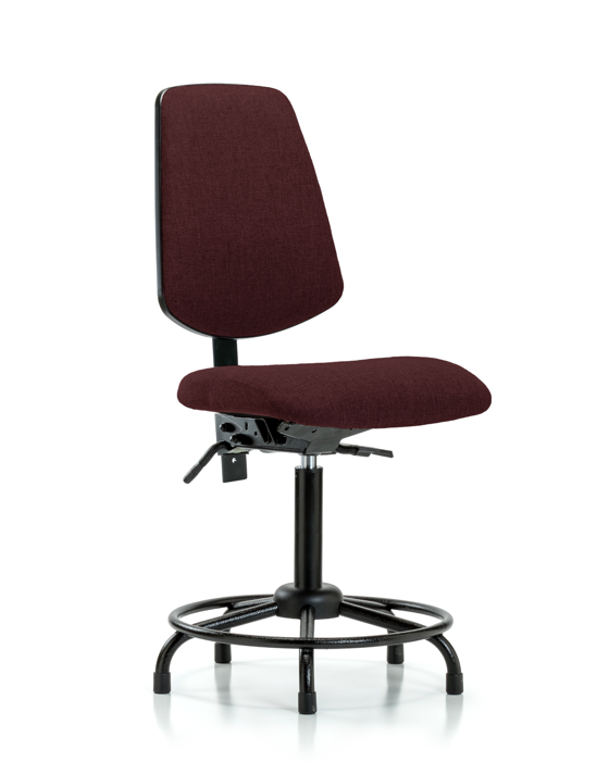 Blue Ridge Ergonomics FMBCH-MB-RT-T1-A0-RG-F41 Rutledge Fabric Chair - Medium Bench Height with Round Tube Base, Medium Back, Seat Tilt, & Stationary Glides in Burgundy Fabric