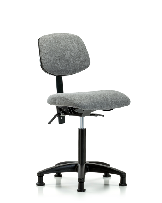 Blue Ridge Ergonomics FMBCH-RG-T1-A0-NF-RG-F44 Rutledge Fabric Chair - Medium Bench Height with Seat Tilt & Stationary Glides in Gray Fabric