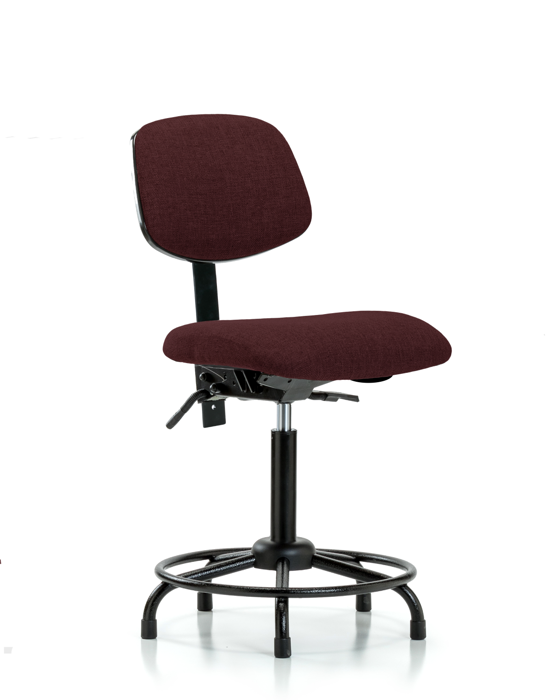 Blue Ridge Ergonomics FMBCH-RT-T0-A0-RG-F41 Rutledge Fabric Chair - Medium Bench Height with Round Tube Base & Stationary Glides in Burgundy Fabric