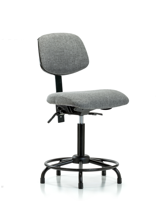 Blue Ridge Ergonomics FMBCH-RT-T1-A0-RG-F44 Rutledge Fabric Chair - Medium Bench Height with Round Tube Base, Seat Tilt, & Stationary Glides in Gray Fabric