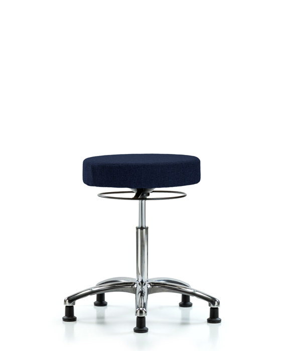 Blue Ridge Ergonomics FMBSO-CR-NF-RG-F45 Rutledge Fabric Stool without Back Chrome - Medium Bench Height with Stationary Glides in Navy Fabric