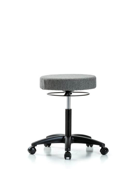 Blue Ridge Ergonomics FMBSO-RG-NF-RC-F44 Rutledge Fabric Stool without Back - Medium Bench Height with Casters in Gray Fabric