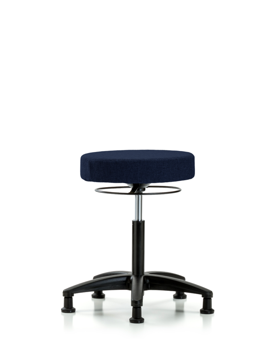 Blue Ridge Ergonomics FMBSO-RG-NF-RG-F45 Rutledge Fabric Stool without Back - Medium Bench Height with Stationary Glides in Navy Fabric