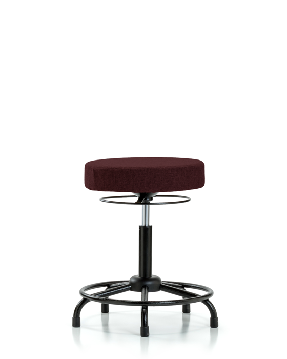 Blue Ridge Ergonomics FMBSO-RT-RG-F41 Rutledge Fabric Stool without Back - Medium Bench Height with Round Tube Base & Stationary Glides in Burgundy Fabric