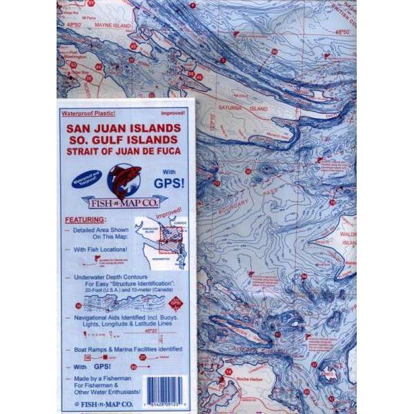 Paradise Clay FMC003 Fish-n-Map: San Juan Islands / So. Gulf Islands / Strait of Juan de Fuca