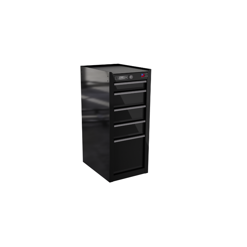 Champion Tool Storage FMP1505SL-BK 5-Drawer Standard Depth 15" FMPRO Side Locker | 15"W x 35"H x 20"D, Gloss Black