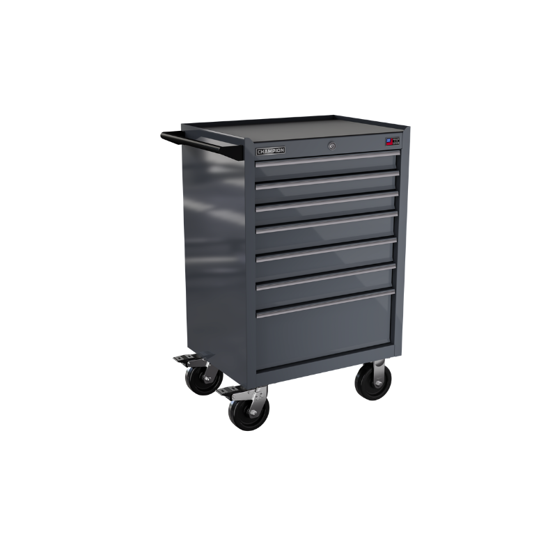 Champion Tool Storage FMP2707RC-SG 7-Drawer Standard Depth 27" FMPRO Roll Cab | 27"W x 43"H x 20"D, Storm Grey