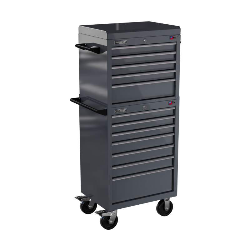 Champion Tool Storage FMP2712RC-SG 12-Drawer Standard Depth 27" FMPRO Combo Roll Cabinet | 27"W x 66"H x 20"D, Storm Grey