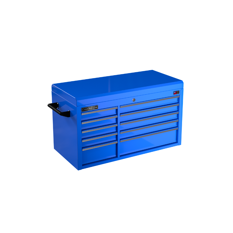 Champion Tool Storage FMP4110TC-BL 10-Drawer Standard Depth 41" FMPRO Top Chest | 41"W x 23"H x 20"D, Gloss Blue