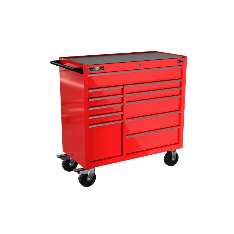 Champion Tool Storage FMP4111RC-RD 11-Drawer Standard Depth 41" FMPRO Roll Cab | 41"W x 43"H x 20"D, Gloss Red