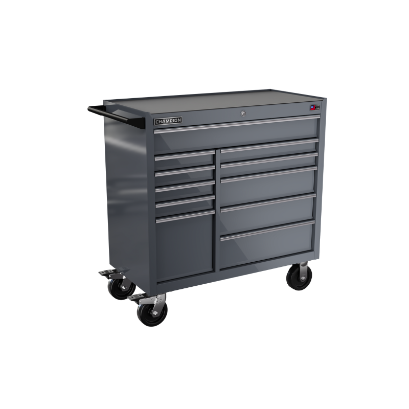 Champion Tool Storage FMP4111RC-SG 11-Drawer Standard Depth 41" FMPRO Roll Cab | 41"W x 43"H x 20"D, Storm Grey