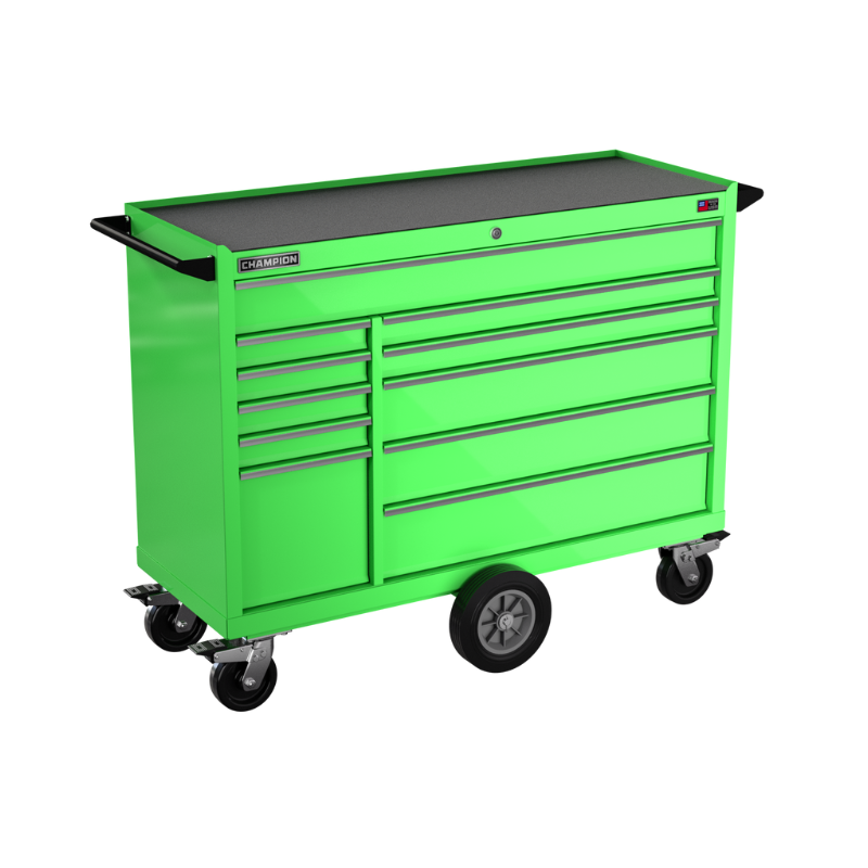 Champion Tool Storage FMP5411MC-EG 11-Drawer Standard Depth 54" FMPRO Maintenance Cart | 54"W x 45"H x 20"D, Electric Green