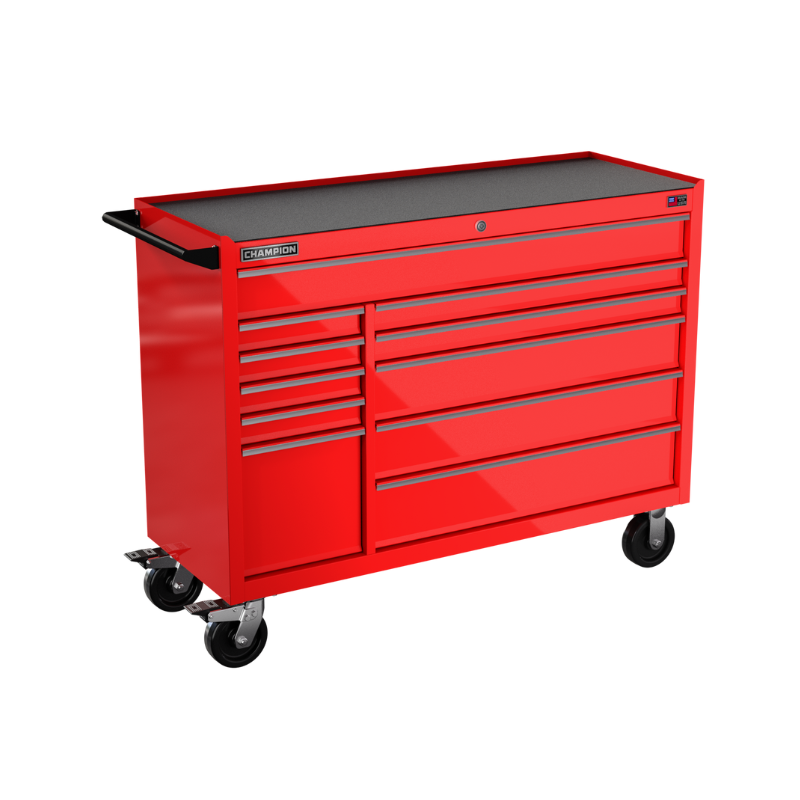 Champion Tool Storage FMP5411RC-RD 11-Drawer Standard Depth 54" FMPRO Roll Cab | 54"W x 43"H x 20"D, Gloss Red