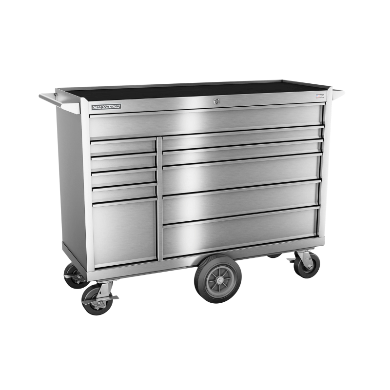 Champion Tool Storage FMPS5411MC 11-Drawer Standard Depth 54" FMPRO SST Maintenance Cart | 54"W x 45"H x 20"D, Stainless