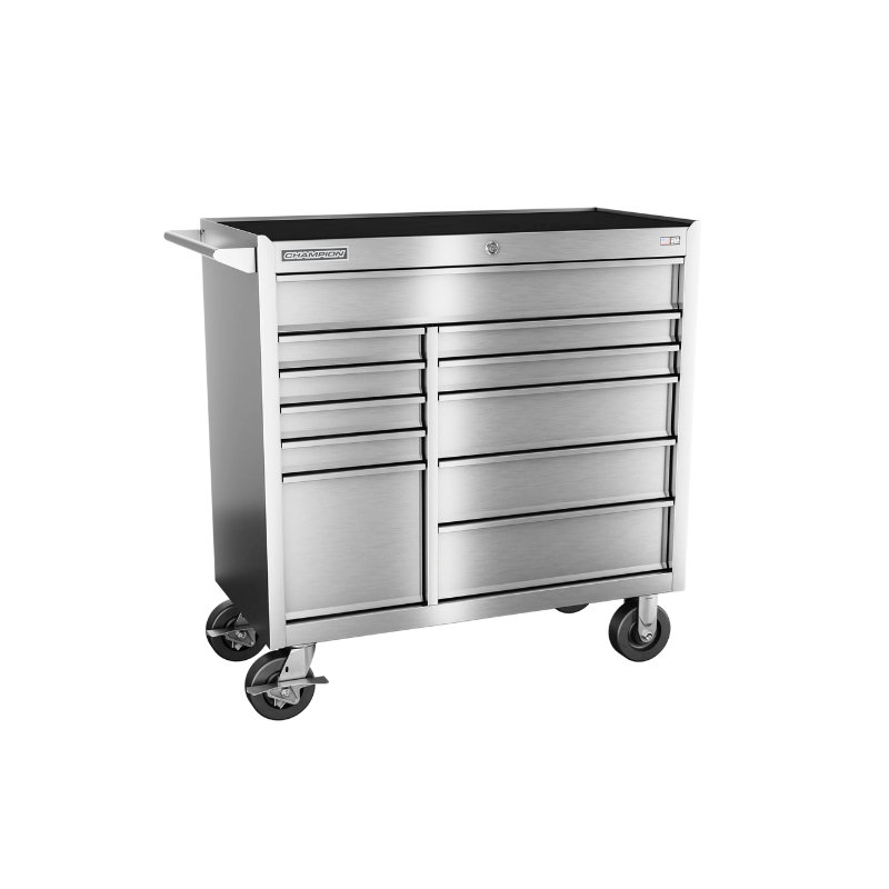 Champion Tool Storage FMPSA4111RC 11-Drawer Standard Depth 41" FMPRO Plus SST Roll Cab | 41"W x 43"H x 20"D, Stainless