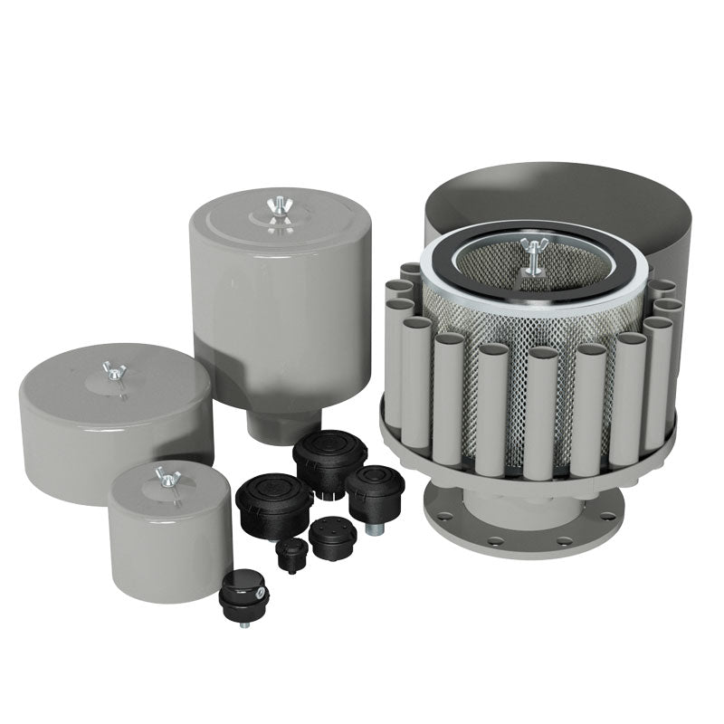 Solberg FS-235P-400 Air Inlet Filter Silencer with Weatherhood – 4" NPT, 5 Micron Polyester, 400 CFM