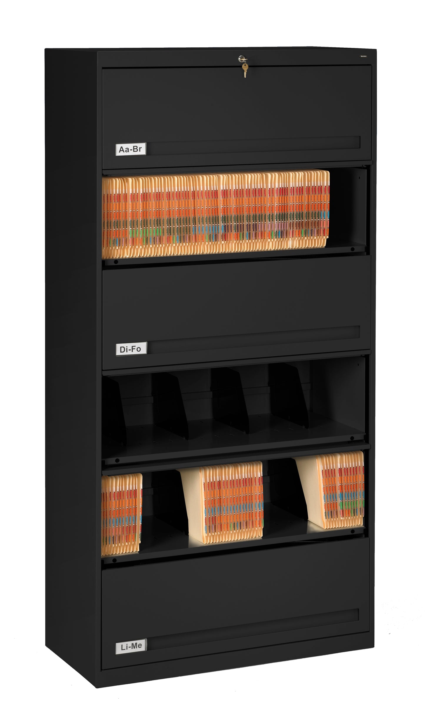 Tennsco FS361L 6-Tier Lateral File with Fixed Shelf & Retractable Door