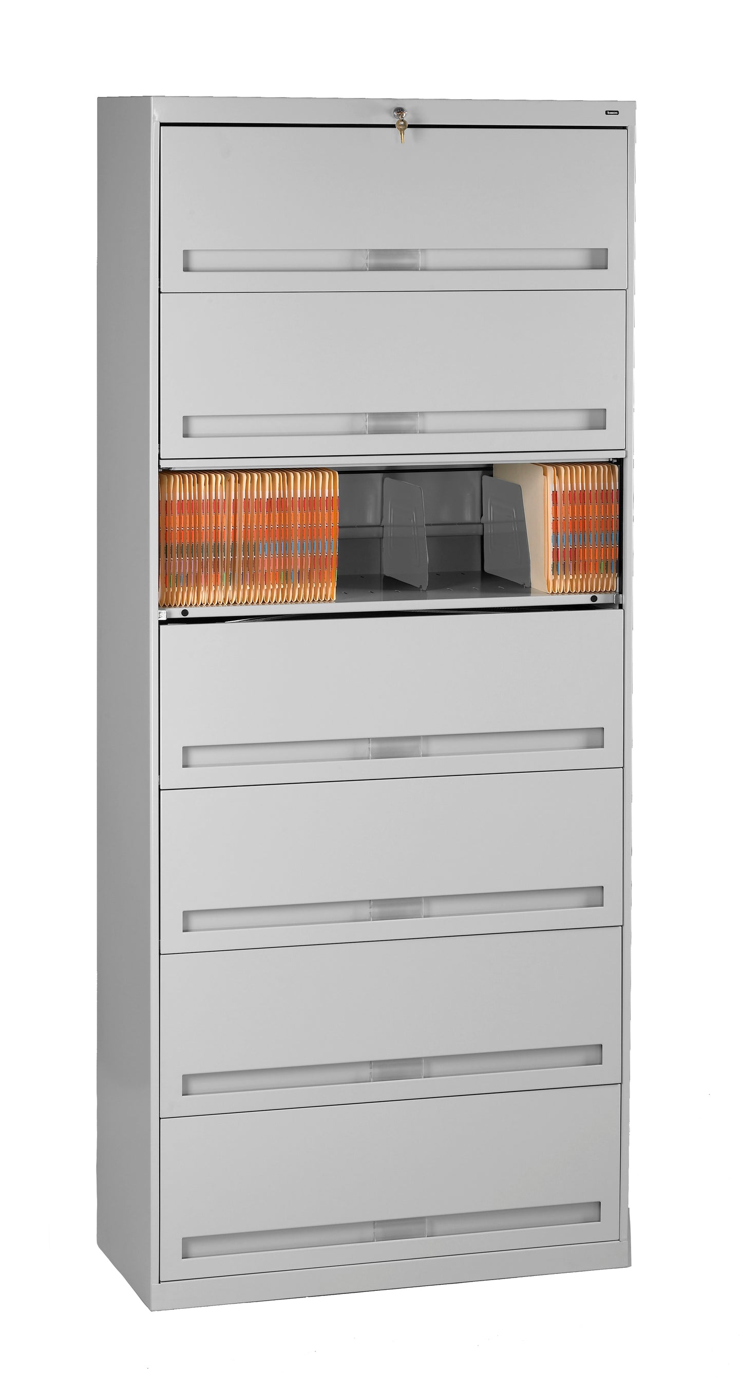 Tennsco FS371L 7-Tier Lateral File with Fixed Shelf & Retractable Door