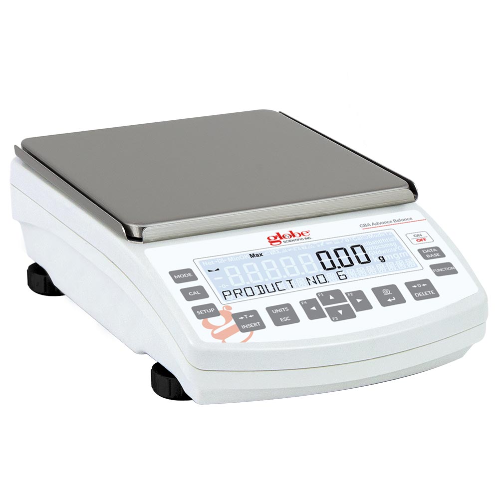 Globe Scientific GBA-6002C-CT Balance Precision 6000g X 0.01g Internal Calibration 100-240V 50-60Hz External Batteries Includes ISO/IEC 170252017 Caibration Certificate