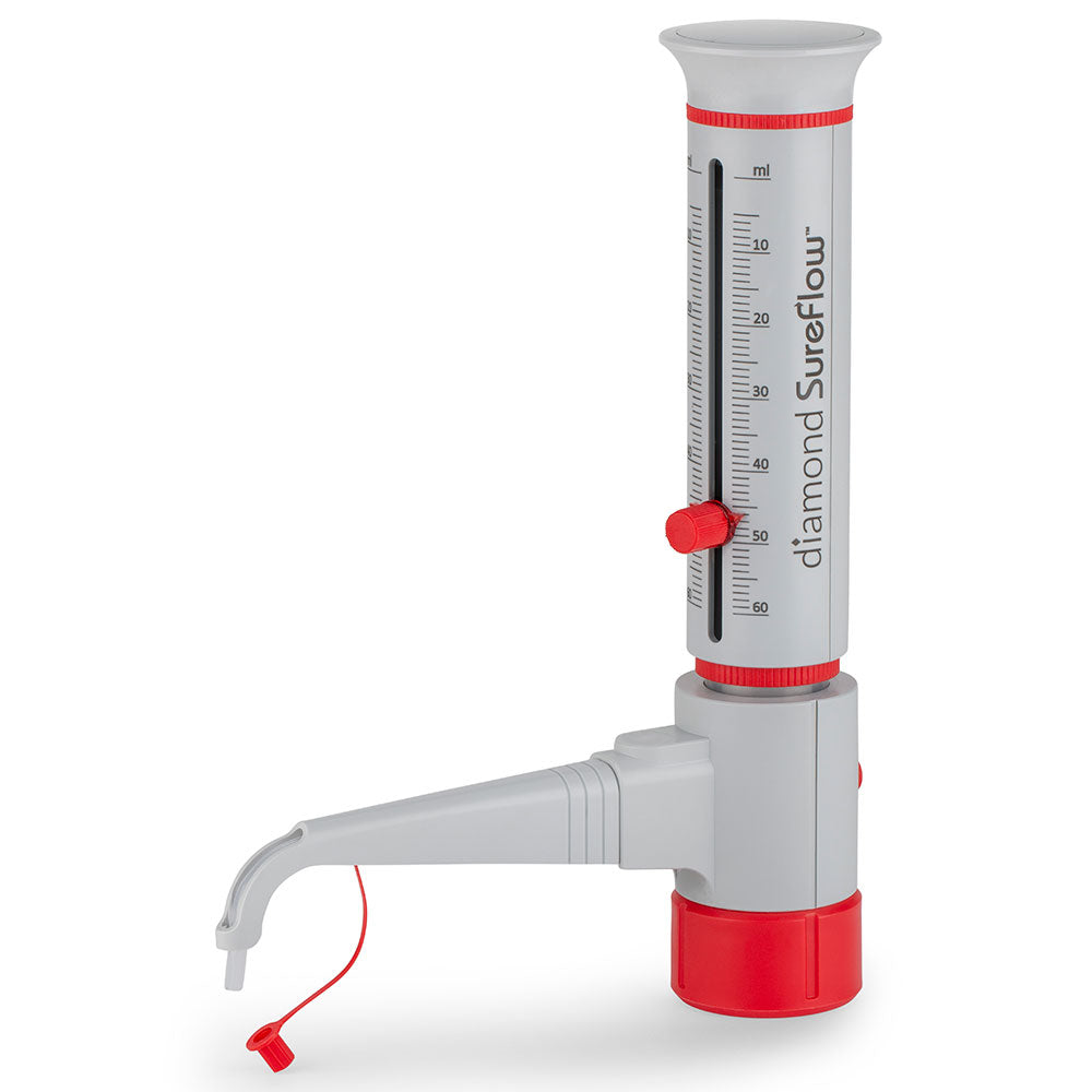 Globe Scientific GBTD-60 Bottle Top Dispenser Diamond SureFlow Standard 5.0mL to 60.0mL 1.0mL increments