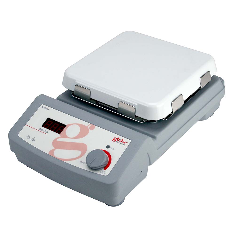 Globe Scientific GHS-550H-UK-EU Hotplate Digital 550C Maximum Temperature 7 x 7 inch glass ceramic top plate 200-240v 50-60Hz
