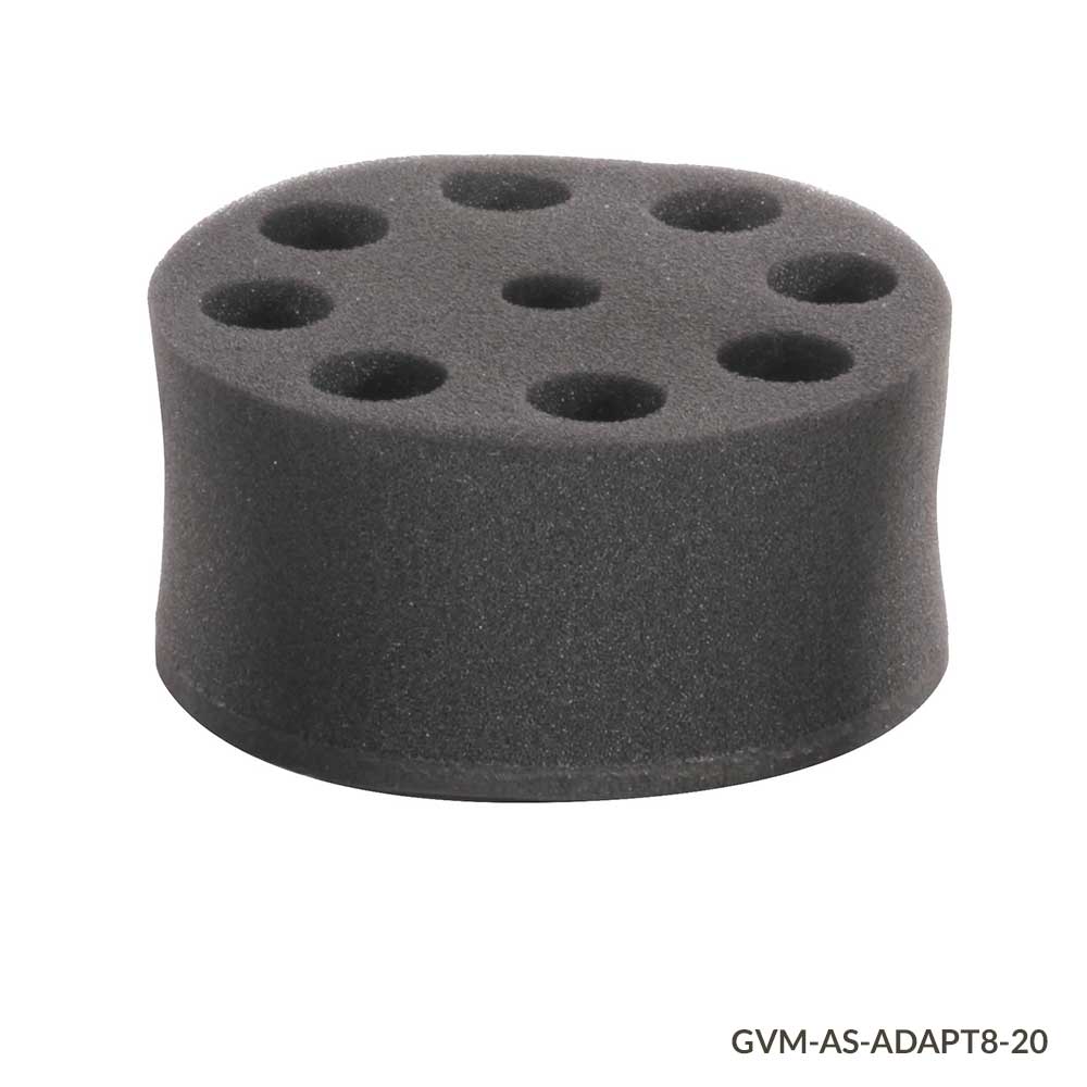 Globe Scientific GVM-AS-ADAPT8-20 Tube Holder Foam for use with GVM Series Vortex Mixers 8-Place for 20mm Tubes (must use with Plate Adapter VM-AS-PLATE or Vortexing Rod VM-AS-ROD)