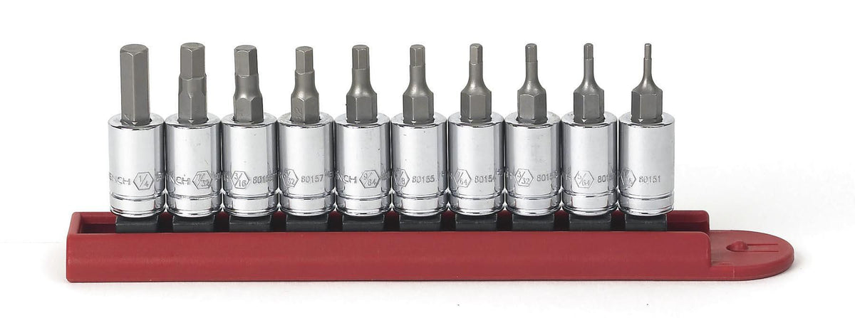 Gearwrench 80323 10 Piece 1/4" Drive Hex Bit SAE Socket Set