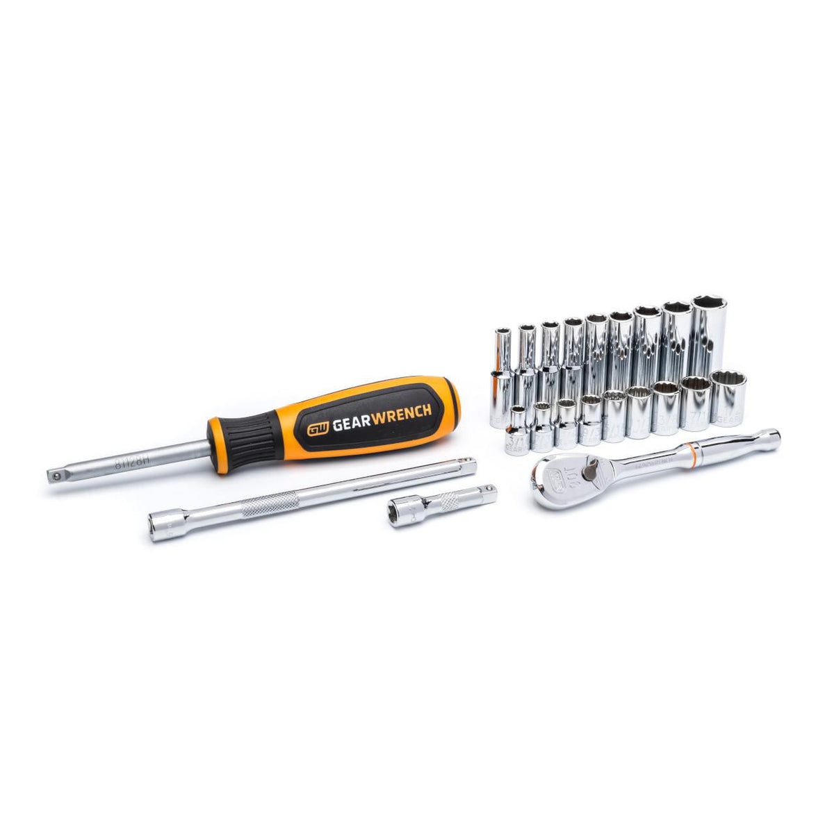 Gearwrench 80325 22 Piece 1/4" Drive 6 & 12 Point Standard and Deep SAE Mechanics Tool Set
