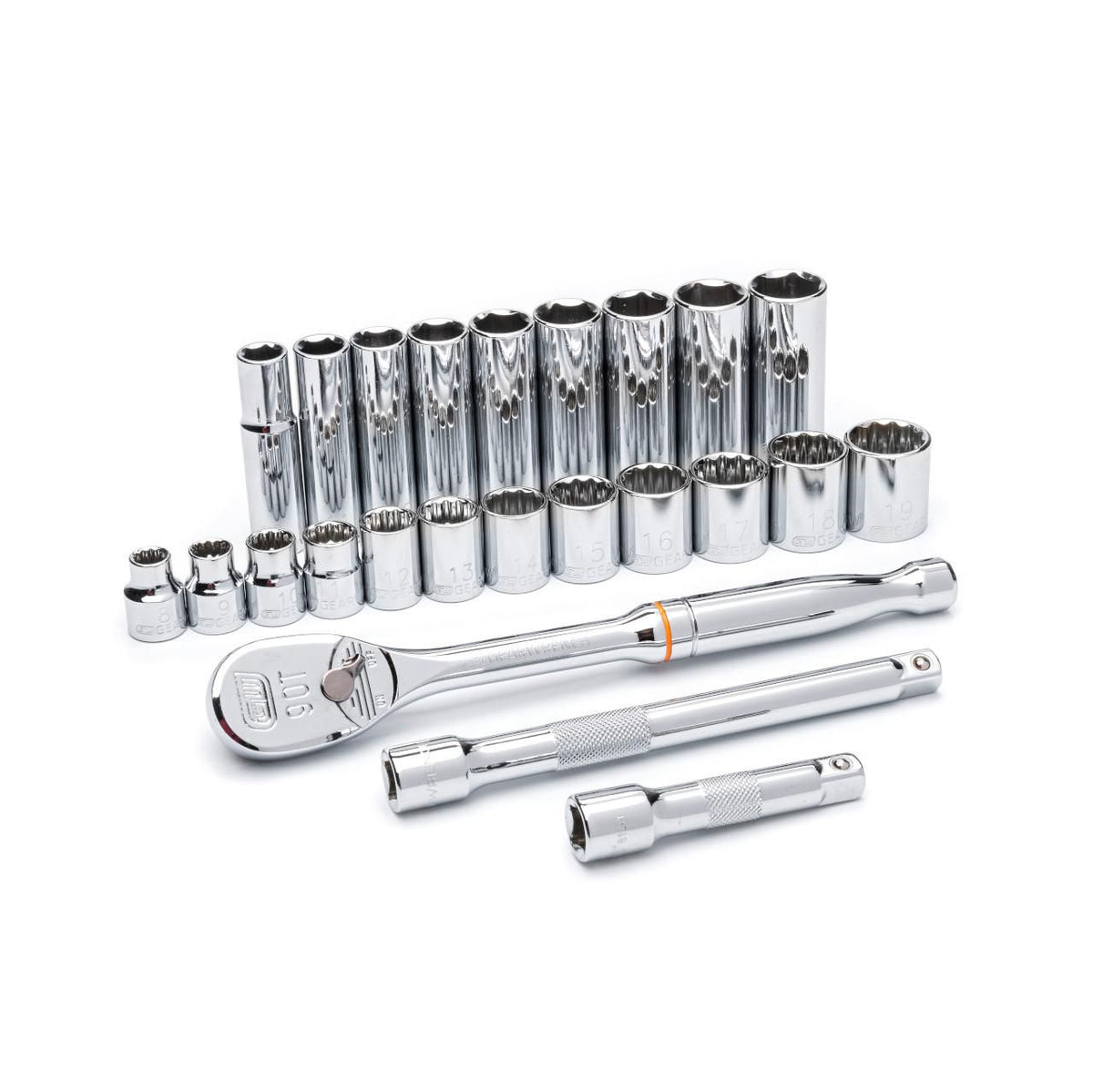 Gearwrench 80559 24 Piece 3/8" Drive 6 & 12 Point Standard and Deep Metric Mechanics Tool Set